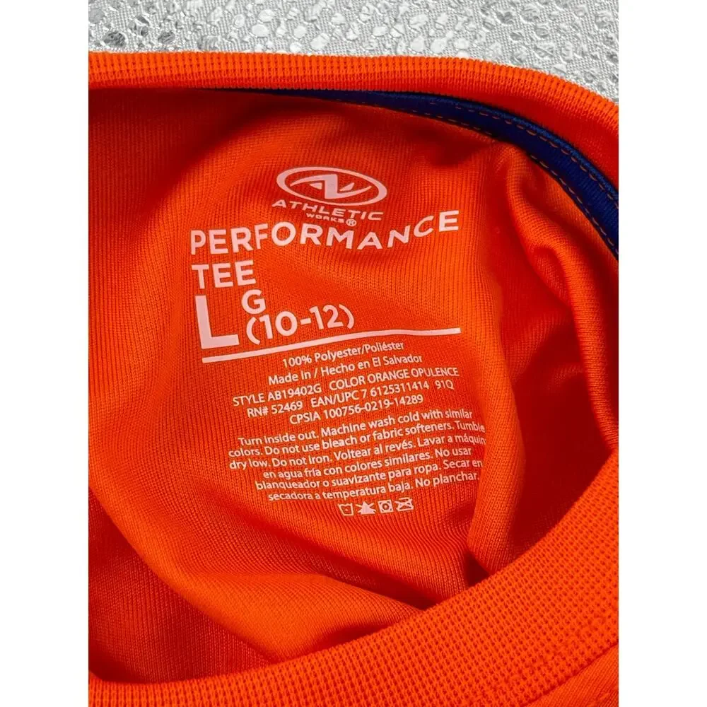 NWT Athletic Works Orange Short Sleeve Graphic T-Shirt Youth Size Large 10-12